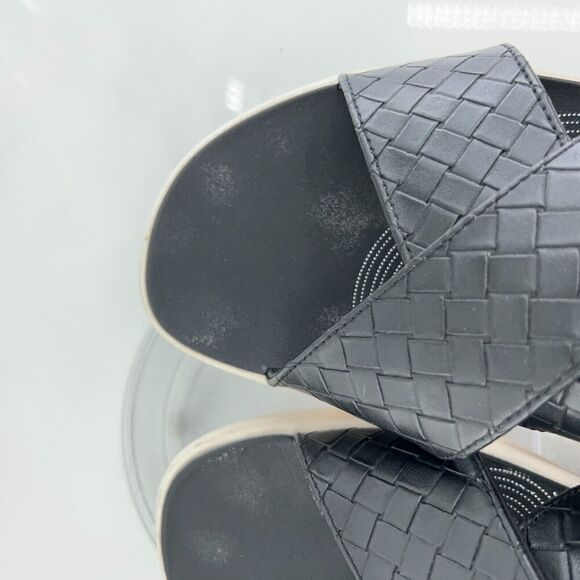 Clarks Womens Drift Sun Sandal Size 10 Black Woven Slingback Platform Wedge - Picture 15 of 16